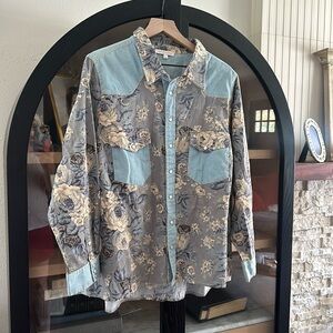 Anthropologie Love the Label Western Chambray Top